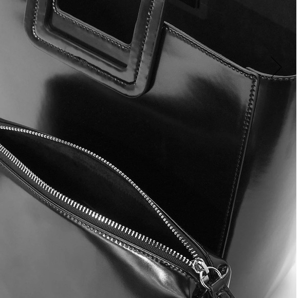 NWT STAUD Shirley Leather Black Bag Polished - Picture 3 of 5